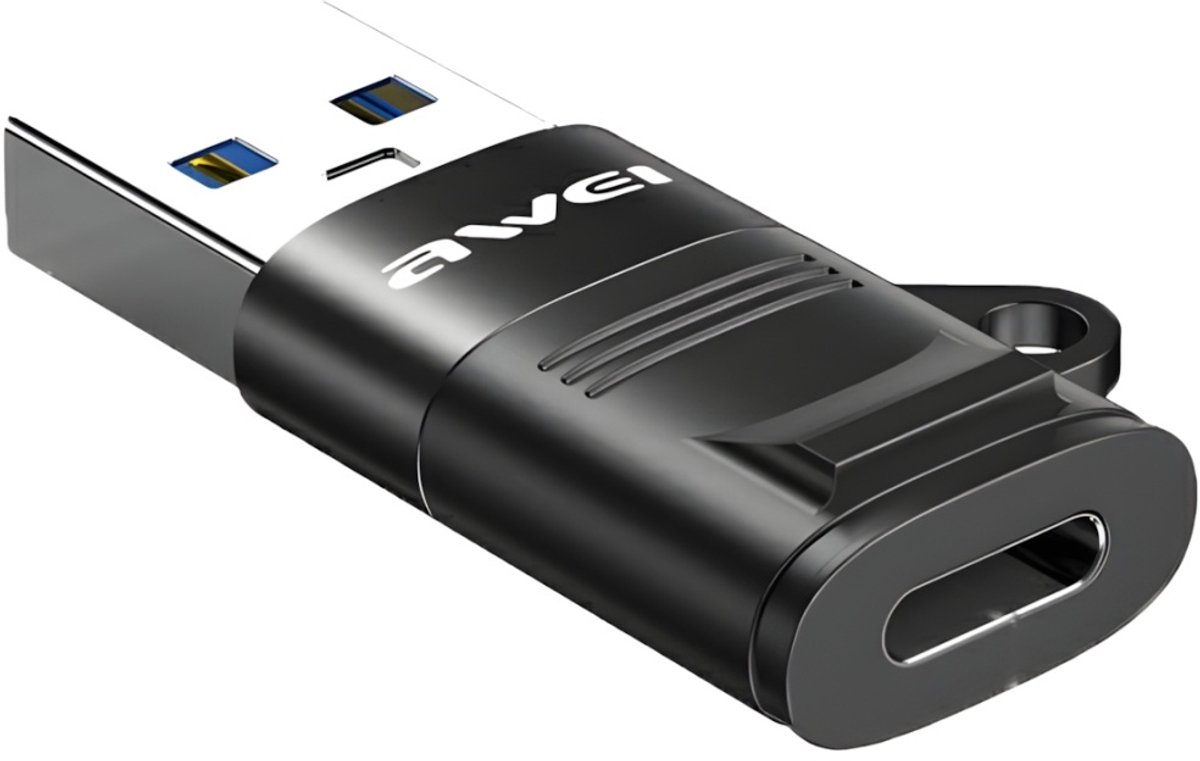 AWEI CL-13 Serie - USB-C tot USB-A Adapter - Zwart - Compact Ontwerp - Duurzame Constructie