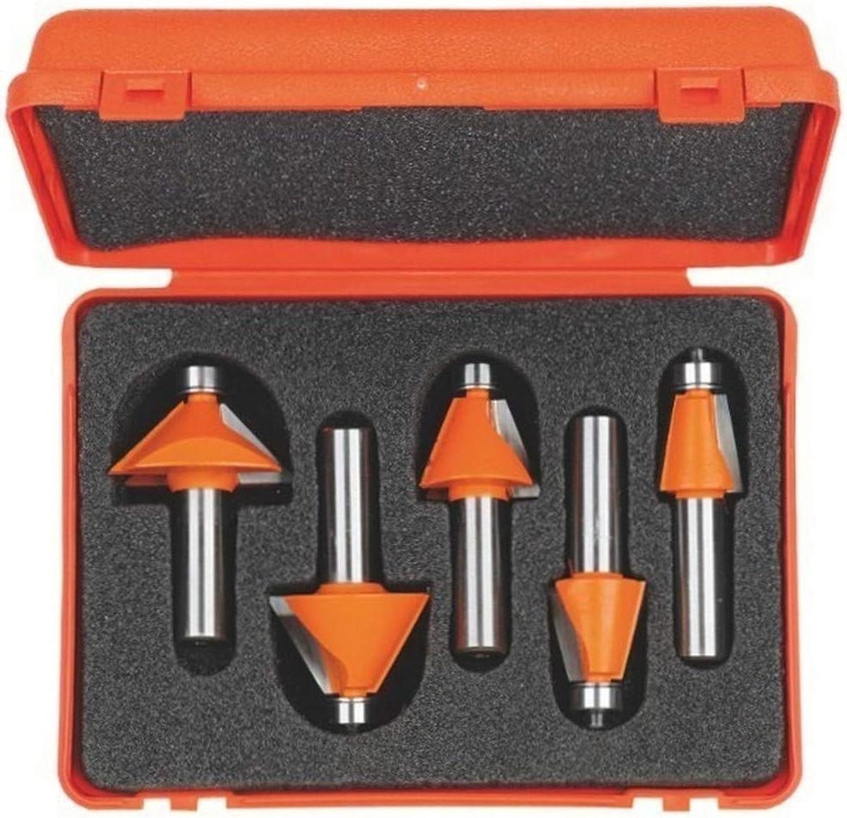 Afschuining Cutter Set - Router Bits - Mez working - 5 Populaire Hoeken - 1/2 inch schacht - Zilver