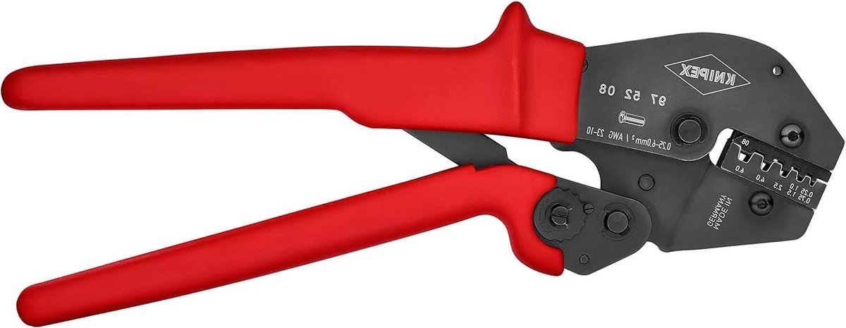 Krimptang - Adereindhuls tang - Professioneel krimpen - Dubbele hefboomwerking - 250 mm - Rood