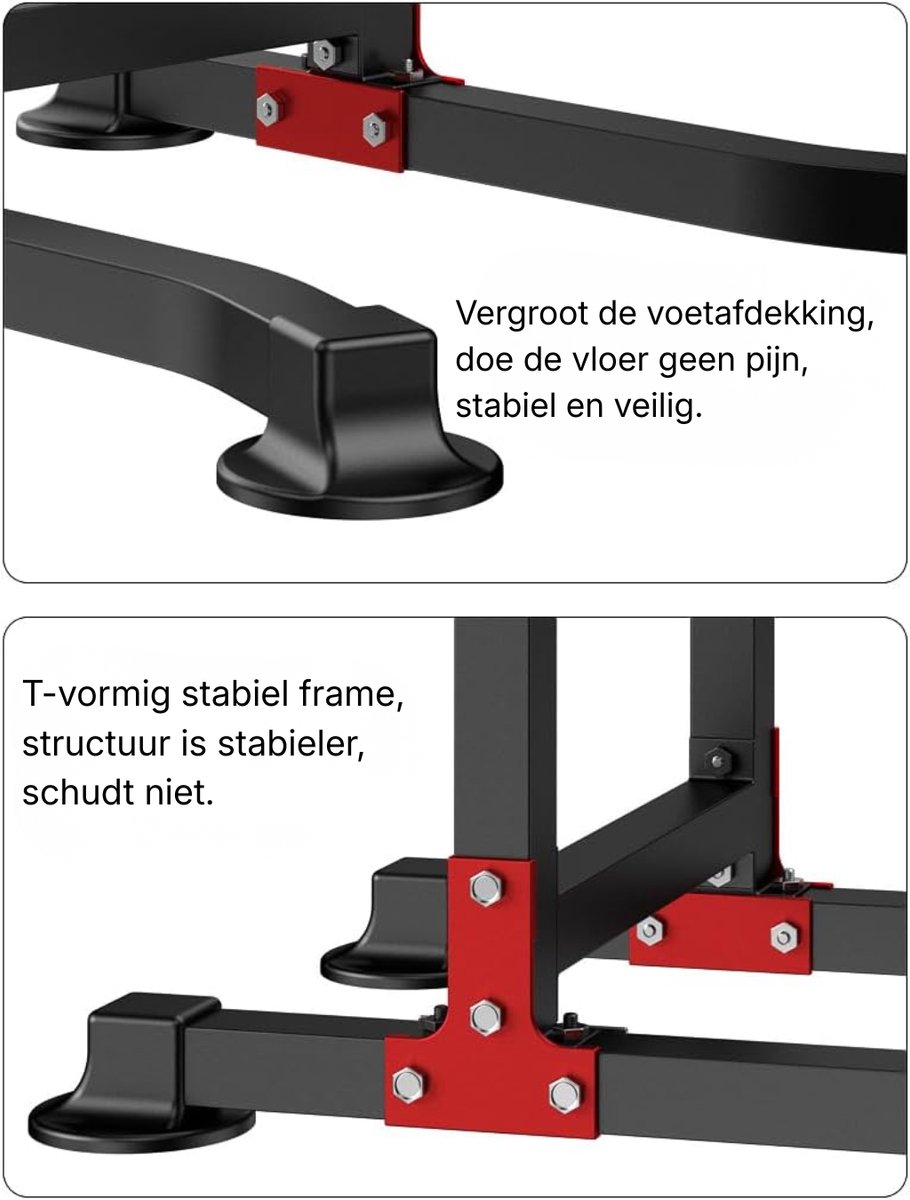 YOR® Squat Rack - Squat Wedge - Power Rack - Zwart - 82cm x 75cm x 210cm thumbnail 4