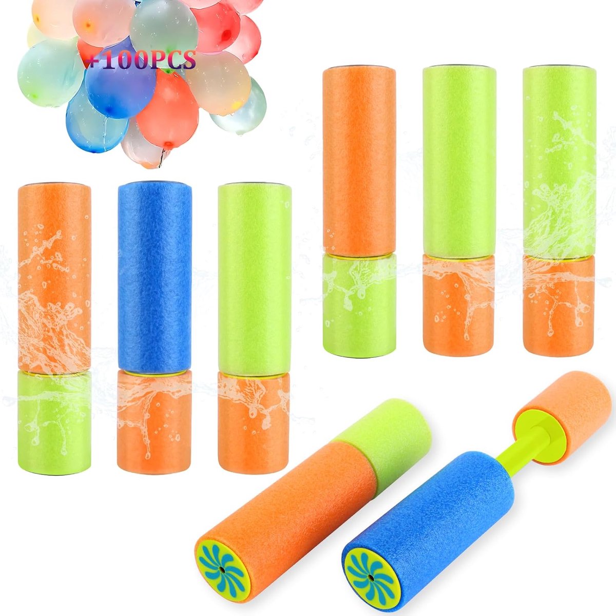 Waterpistool Kinderen met 100 Ballonnen - 8 Stuks - van 3-12 Jaar - Waterpistooltjes - Watergeweer - Waterblaster - Watergevecht - Buitenspeelgoed - Zomerspeelgoed - Waterspeelgoed - Veelkleurig - van Imperatoris