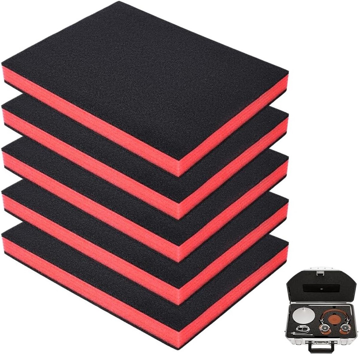 Schuimkussentjes - Opvulschuim Vellen - Beschermende Opslag - Snijdbaar Ontwerp - 5 stuks 40cm - Zwart en Rood