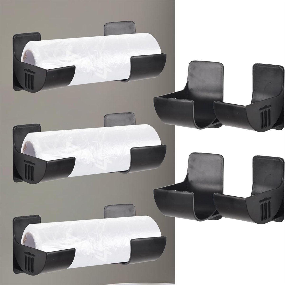 carmdering - Plastiktüten-Organizer - Müllbeutelhalter - Wandmontage Organizer - Zelfklevende Installatie - Ruimtebesparend Ontwerp - Polystyreen - Duurzaam En Stevig - Voor Keuken En Badkamer - 4 Stuks