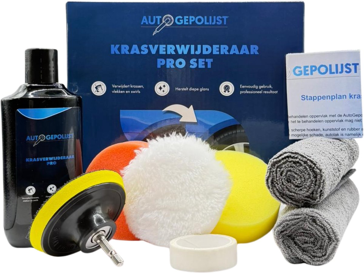 Auto Gepolijst Krasverwijderaar Pro Set - 10 Delig- Scratch Remover - Krasverwijderaar Voor Auto - Krassen Verwijderen Auto - Polijstset - Polijstschijven - Polijstpads - Polijstpasta - Polijstmiddel