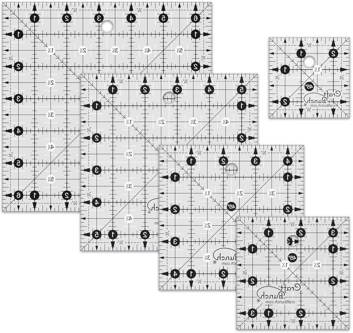 Quiltlinialen Set - Snijlinialen Quilten - Stof Snijden - Antislip Acryl - 25 tot 65 inch - Transparant