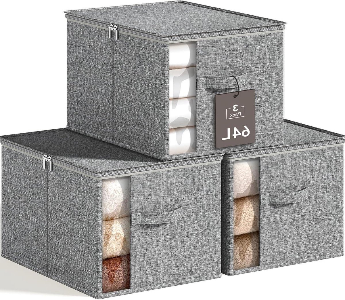 Opbergdozen Kleding - Kledingorganizer Box - Kleding Opbergen - Stabiel Frame - 64L - Grijs