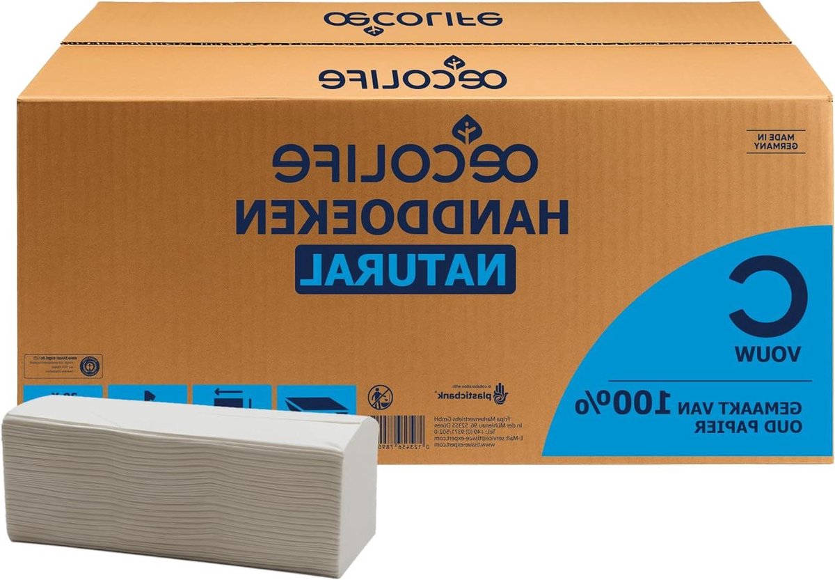Papieren Handdoeken - Keukenrollen - Hygiënisch Afzonderlijk - 100% Gerecycled Papier - 3120 Vel - Natuurlijk
