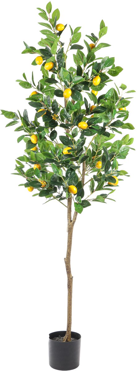 Kunstpalm Kunst Citroenboom – 180 cm – Kunst Fruitboom met Citroenen - Citrus kunstplant Geel