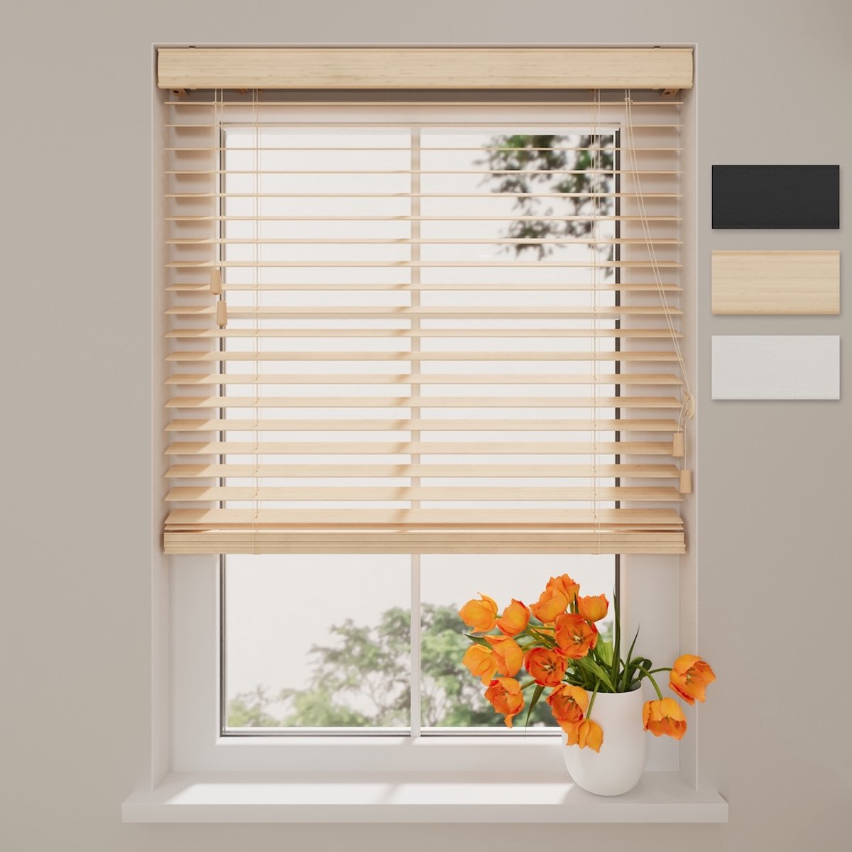 DTCH® Houten Jaloezie - 50 mm - Essence - Naturel - 130 x 130 cm - Maten van 50 t/m 250 cm