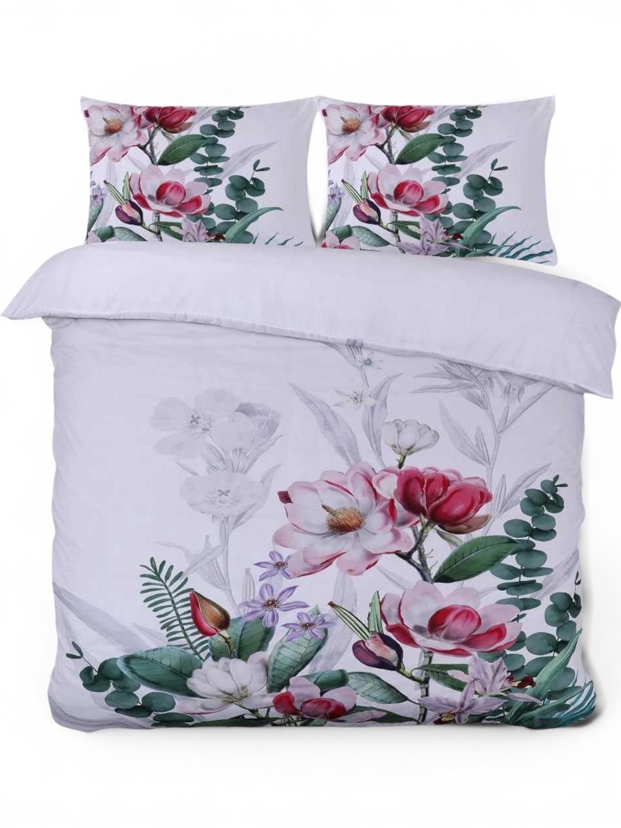 Husch Dekbedovertrek Marlous - 200x200/220 - Bloemen - Multi/Wit