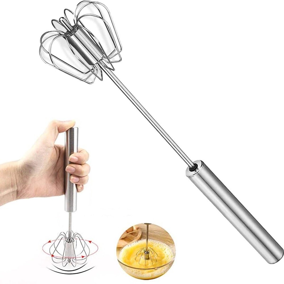 Eierklopper – Halfautomatische handmixer van roestvrij staal