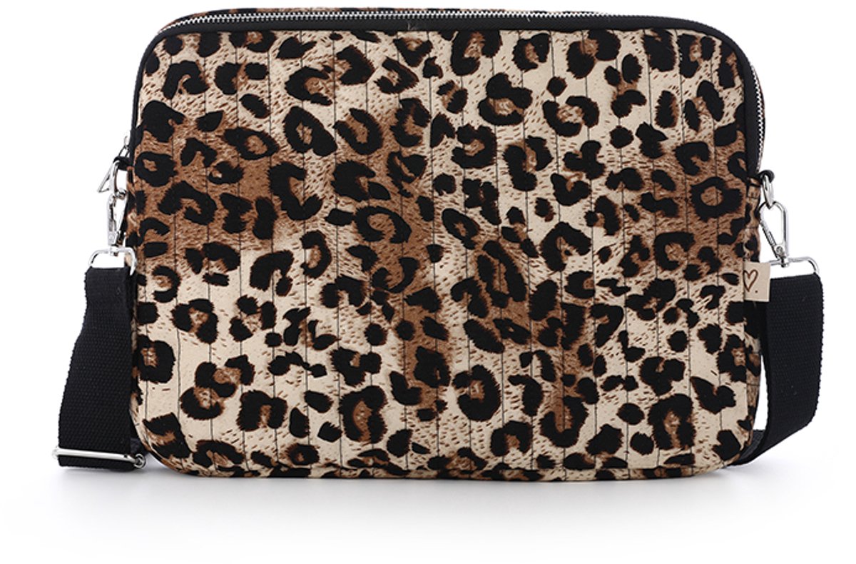 Trendy Laptop- & iPad Tas met Leopard Print - Geschikt voor 13 inch - Modieuze Schoudertas Dames - 32 x 24 cm - Luipaard 5