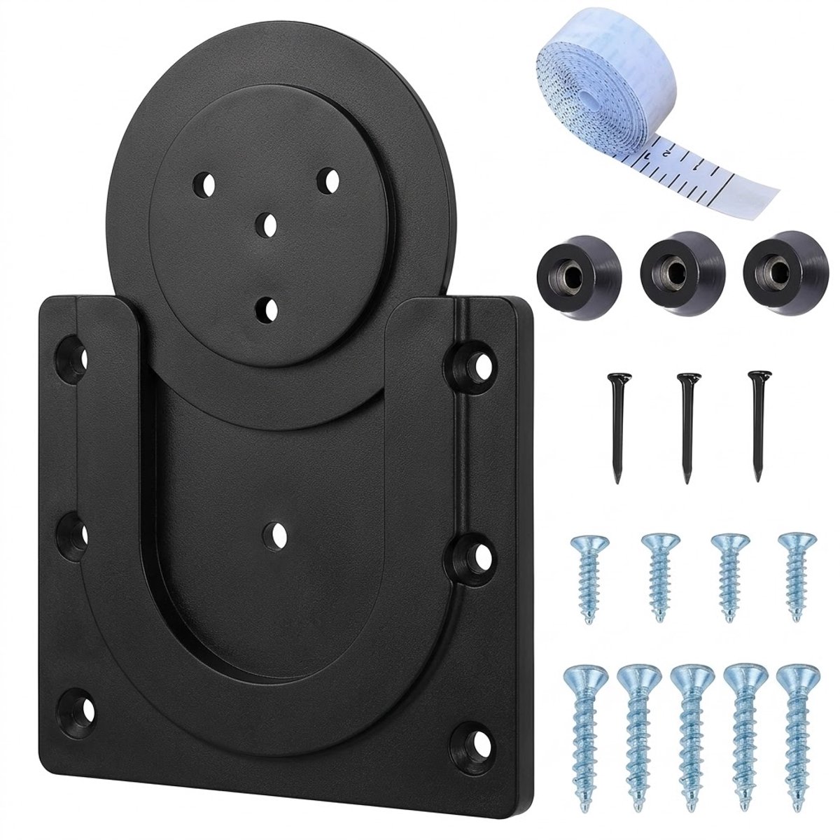 Zwart dartbord ophangsysteem - dartbord muurbeugel met montage set voor wandbevestiging - verstelbare dartboard hanger met schroeven en afstandhouders - dartbord accessoire voor standaard dartborden