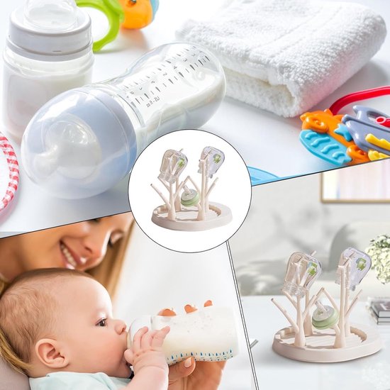 Droogrek Flessen - Flessenhouder Organizer - Babyflessen Drogen - Afneembaar Boomontwerp - 26x22x23cm - Beige — afbeelding 3