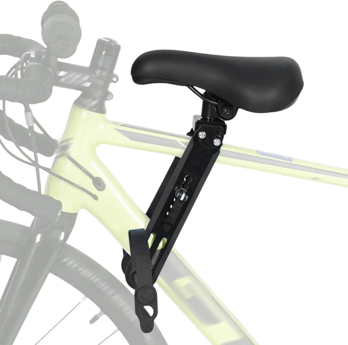 YOR® Fiets voorzitje - zitje voorop fiets - ergonomisch - verstelbare voetsteun - Zwart - 32cm x 17cm x 11cm