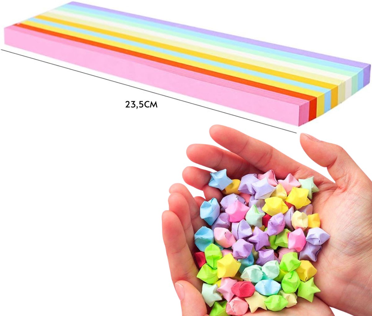 Pastel gekleurde papierstroken 1CM x 23,5CM - Origami papier voor oa Geluk Sterren vouwen - Vouwstrips in 10 kleuren — afbeelding 6