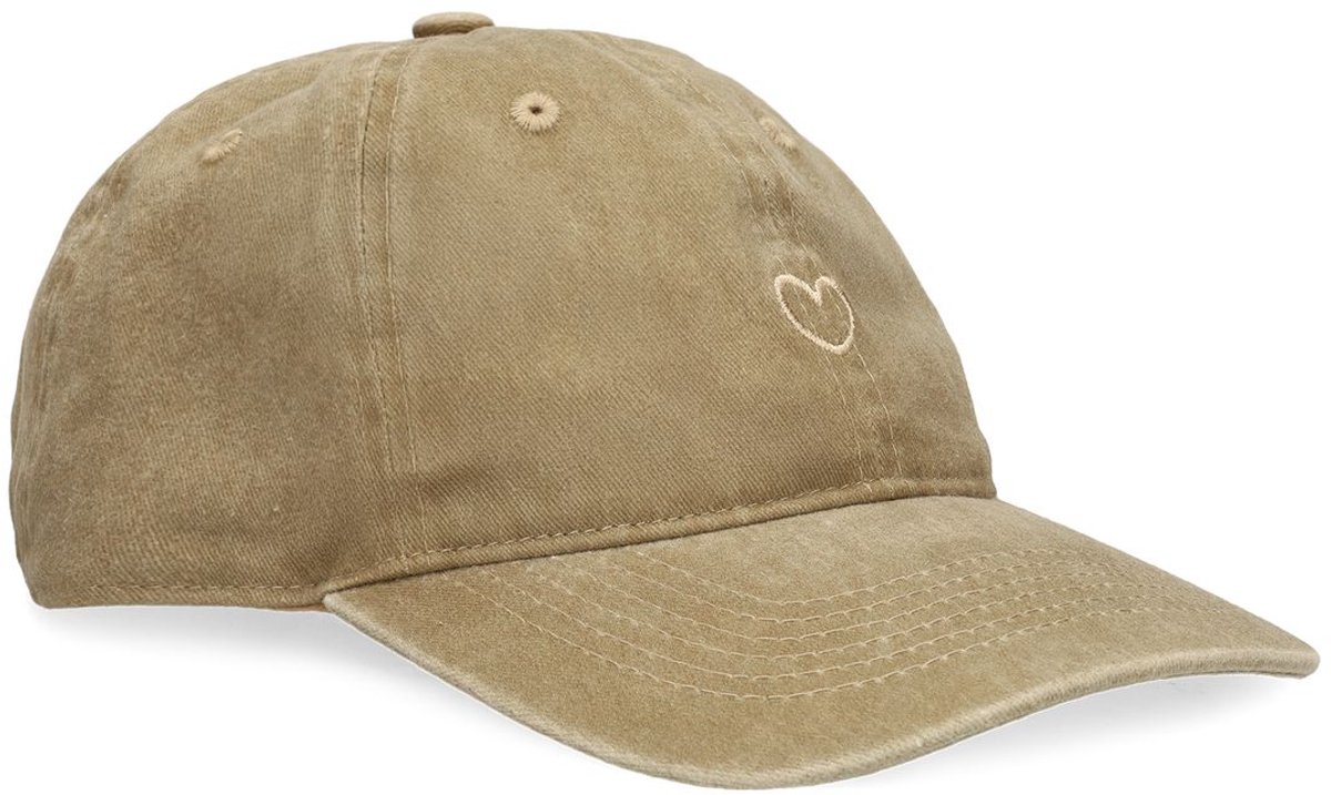 Manfield - Dames - Washed groene pet met hartje - Maat 1