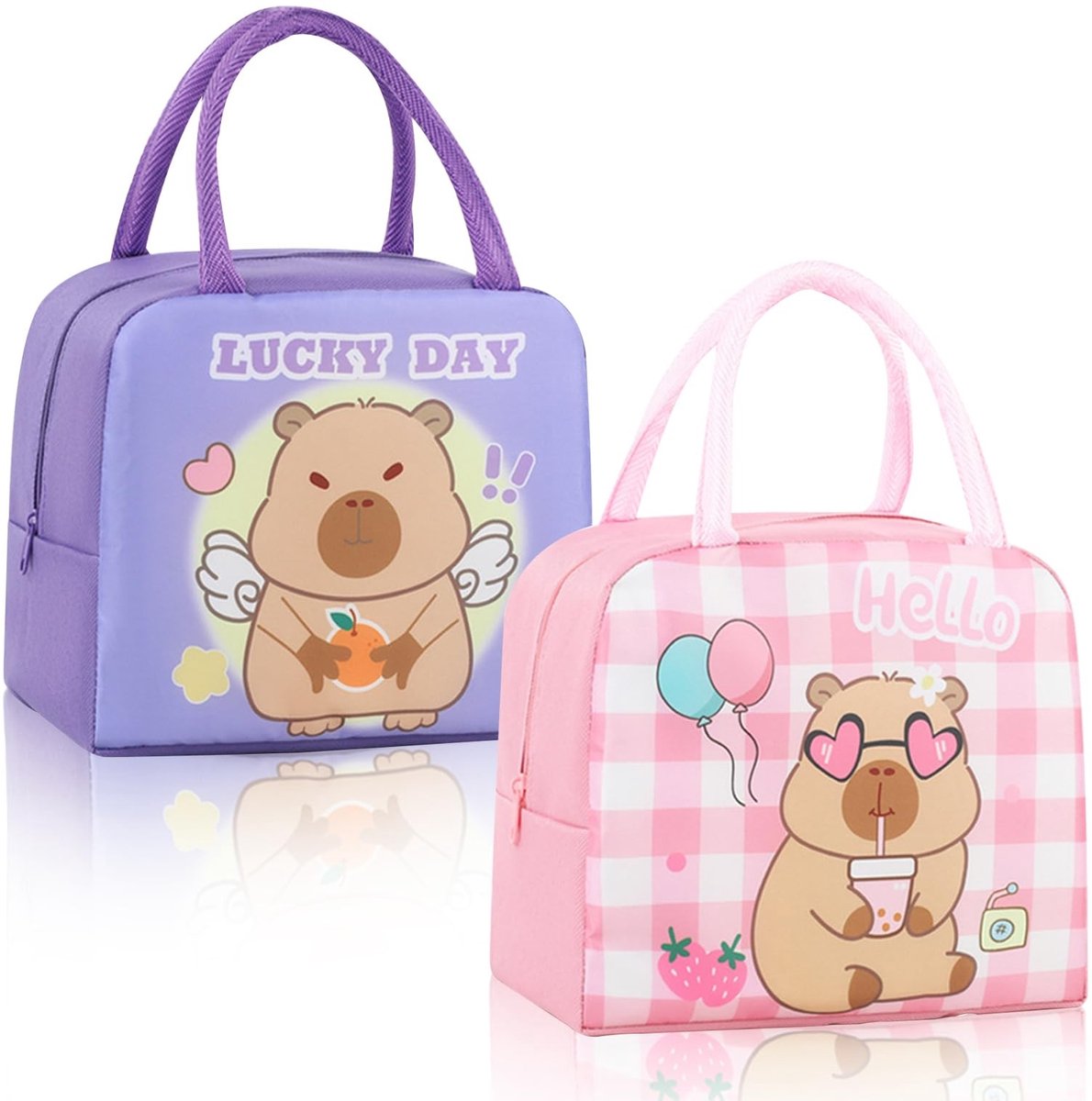 Allecto - Lunchtas - Mini-thermotassen - Set van 2 - Roze en paars - Schattig en stijlvol - Voor school en picknick - Geschikt voor kinderen