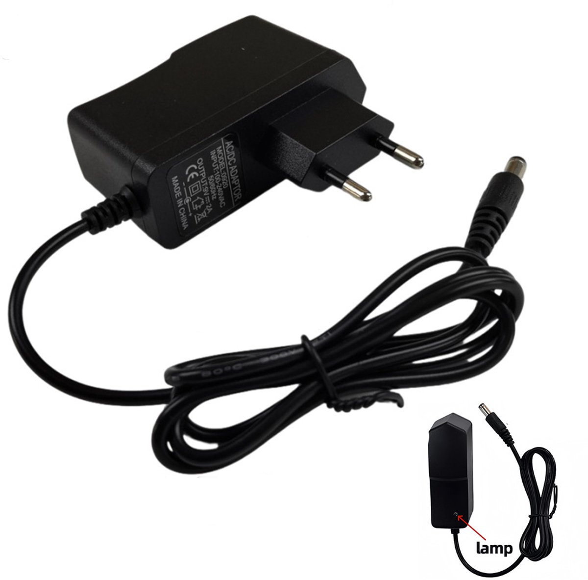 Voeding Adapter 5V/2A 10W - 5.5x2.1mm & 5.5x2.5mm EU Stekker - Voor Amiko/Xsarius Series - Zwart