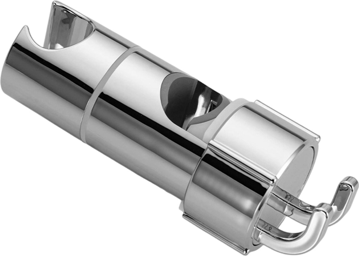 Verstelbare handdouchehouder (16–27 mm) met twee haken — Verchroomd ABS — Eenvoudige montage op de douchestang — Universeel en stevig