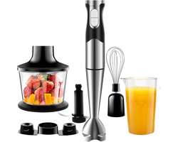 Staafmixerset 6-in-1 – 1200W – RVS Handblender – Incl. Hakmolen, Garde & Maatbeker 600ml – Voor Soep, Babyvoeding & Sauzen