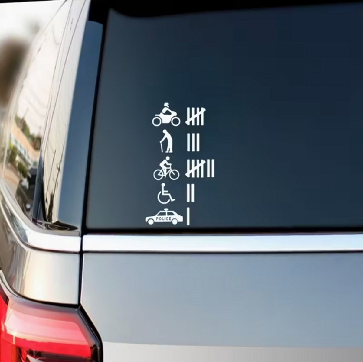 Fardmell Grappige Auto Sticker “Ongeluk Teller” (Accident Counter) – 12 x 6,7 cm – Witte Vinyl Sticker – Waterdicht – Voor Auto, Motor & Scooter