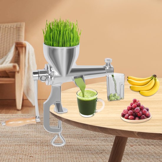 ELVENTO Handmatige Slowjuicer - Fruitpers handmatig - Sapcentrifuge - Sapmachine - Roestvrij staal - Tafelklem - Sapbeker van Merkloos — afbeelding 4