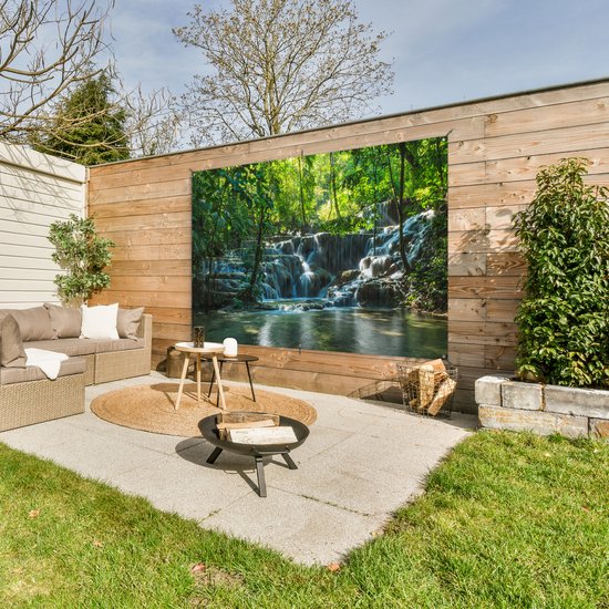 Affiche de jardin Palenque - Jungle waterfall in Palenque Mexico 180x120 cm - Toile de jardin / Toile d'extérieur / Peintures d'extérieur (décoration de jardin) XXL / Groot format!