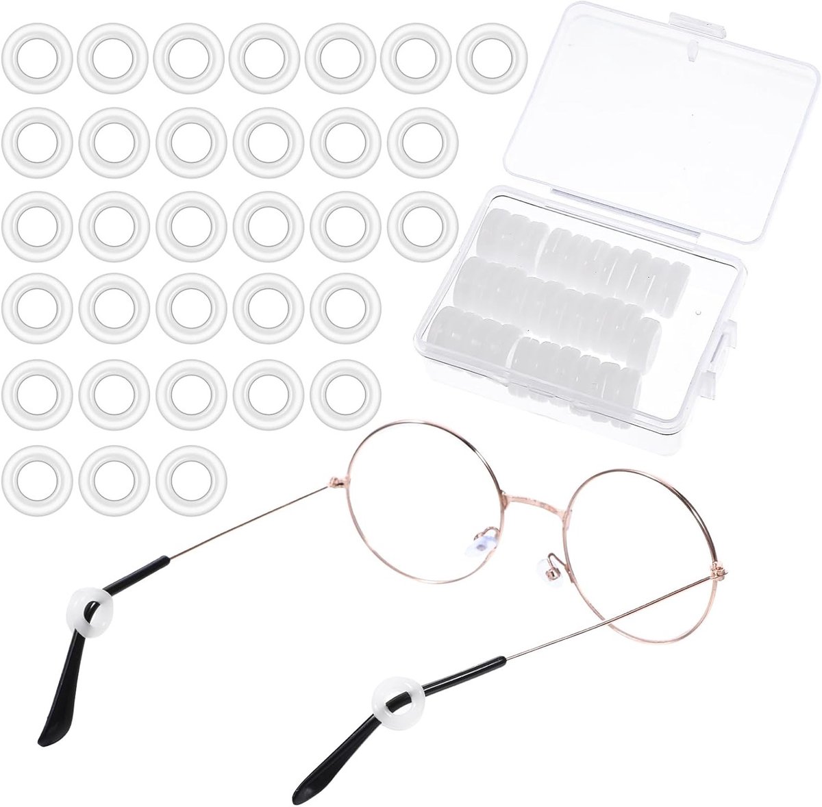 16 Paar Antislip Silicone Oordopjes voor Brillen, Zachte Brillenhouder, Transparante Oordopjes en Accessoires voor Comfortabel Draagplezier