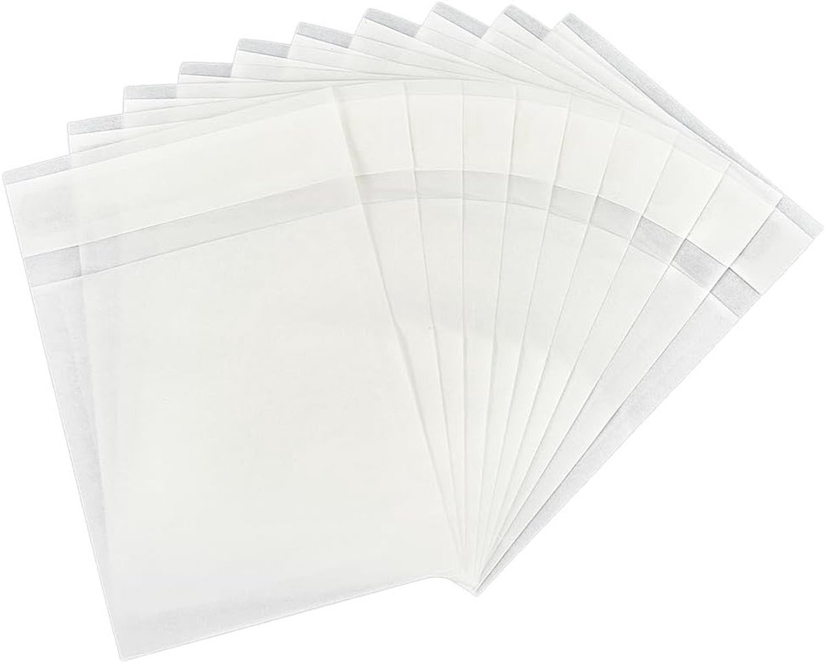 Zelfklevende Pergamine Tassen, Glanzend Papier Enveloppen voor Snoep, Koekjes en Zeep, 13 x 9.2 cm, Verpakking van 60 Stuks