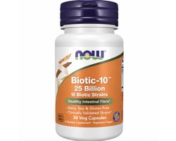 NOW Foods Biotic-10 25 Billion CFU – 30 Vegetarische Capsules 10 biotische Stammen & FOS