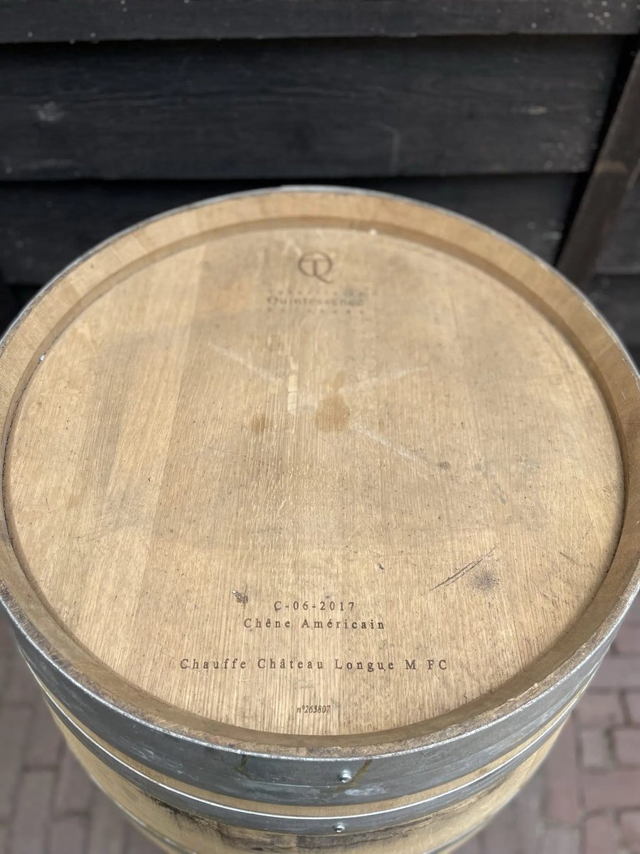 Wijnvat / Regenton 225 Liter (gebruikt) Eikenhout - Deksel Los Met Handvat