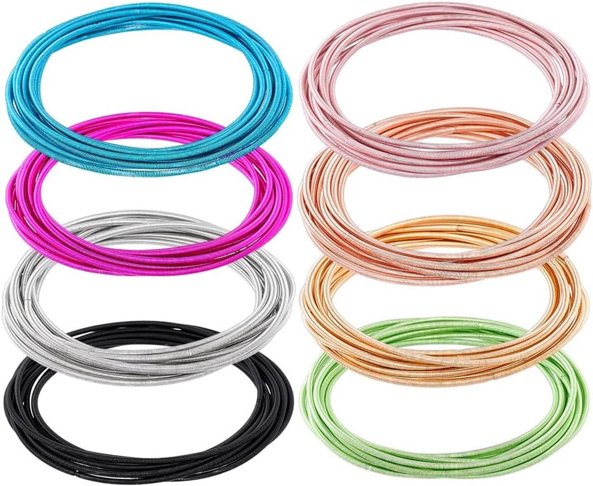 80 Stuks 8 Kleuren Gitaar Snaar Armbanden Caliber 12 Stapelbare Draad Armbanden voor Vrouwen DIY Spiral Armband Sieraden Creatieve Handgemaakte Accessoires