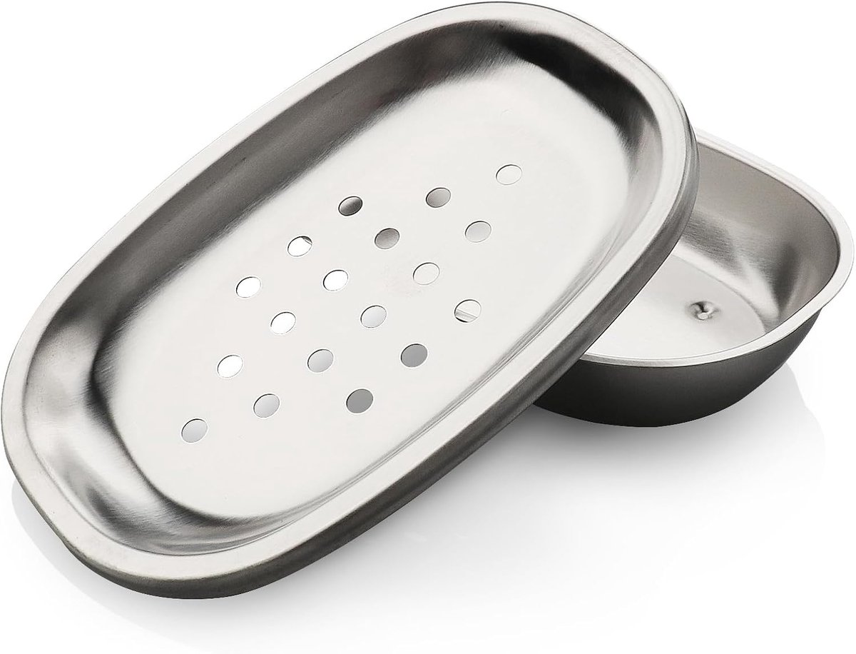 Roestvrijstalen zeepbakje met dubbellaagse afvoer voor badkamer