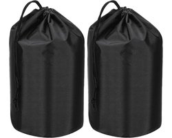 Stuff Sack - 2Pcs - 30x51cm - Waterproof Outdoor Storage Bag - Portable Drawstring Dust Bag - Lightweight Sleeping Bag voor Camping Hiking Travel - Zwart