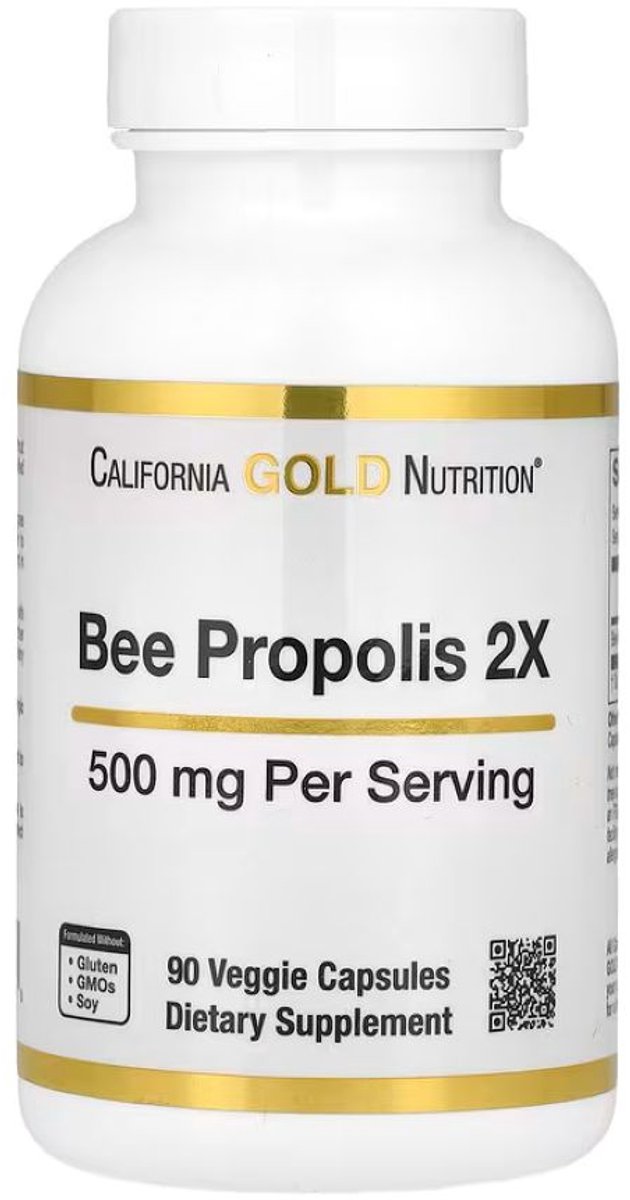 California Gold Nutrition - Bee Propolis 2X - 500 mg - 90 veggie capsules