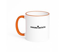 Hacebo® - hakuna matata koffiebeker met gekleurde rand oranje - Actrice - film fanaten - thee mok - koffie beker - Quote - koffiemok - 330 ML