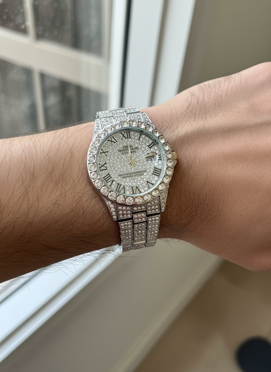 Anelplus Herenhorloge Zilver - Luxe Design met Strass Details