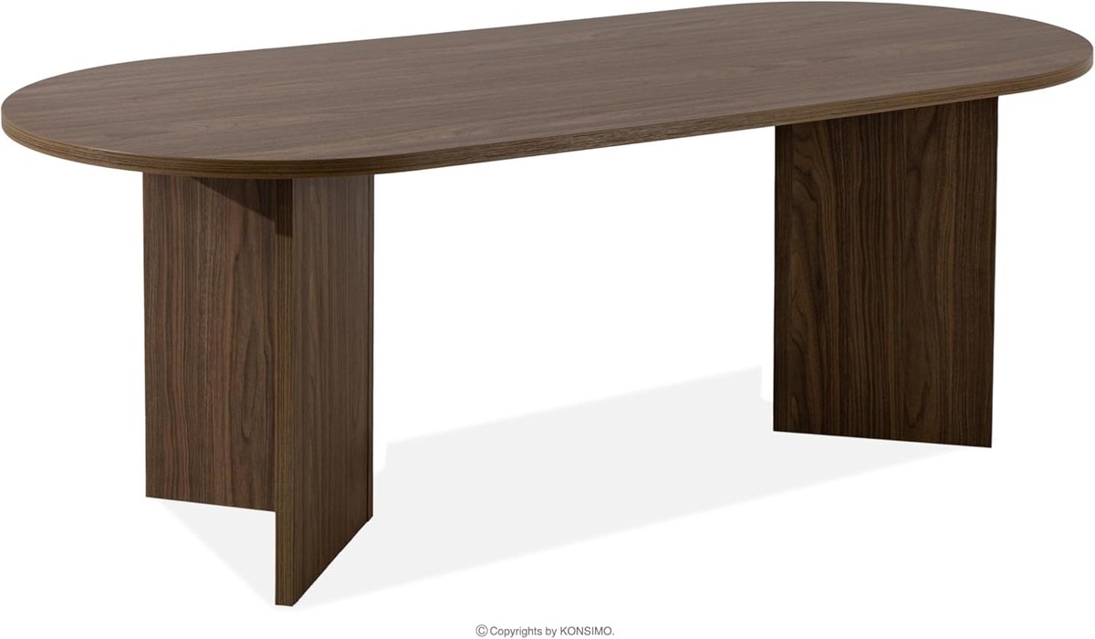 Ovale Eettafel Faber Luxe Donker Walnoot 204 x 90 x 75 cm – Stijlvolle Houten Design Tafel voor 6-10 Personen