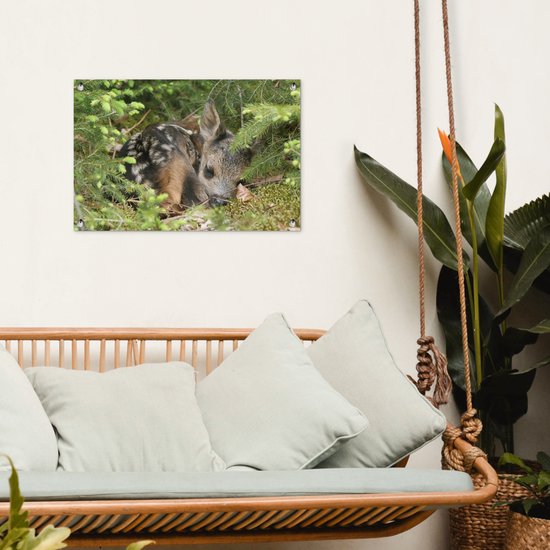 Décoration de jardin Cerf endormi - 60x40 cm - Affiche de jardin - Toile de jardin
