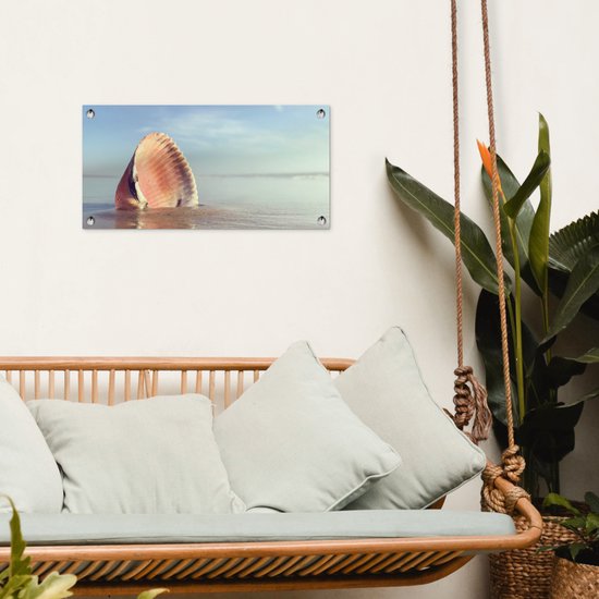 Poster de jardin Coquillage - Plage - Mer - 60x30 cm - Toile de jardin - Poster extérieur