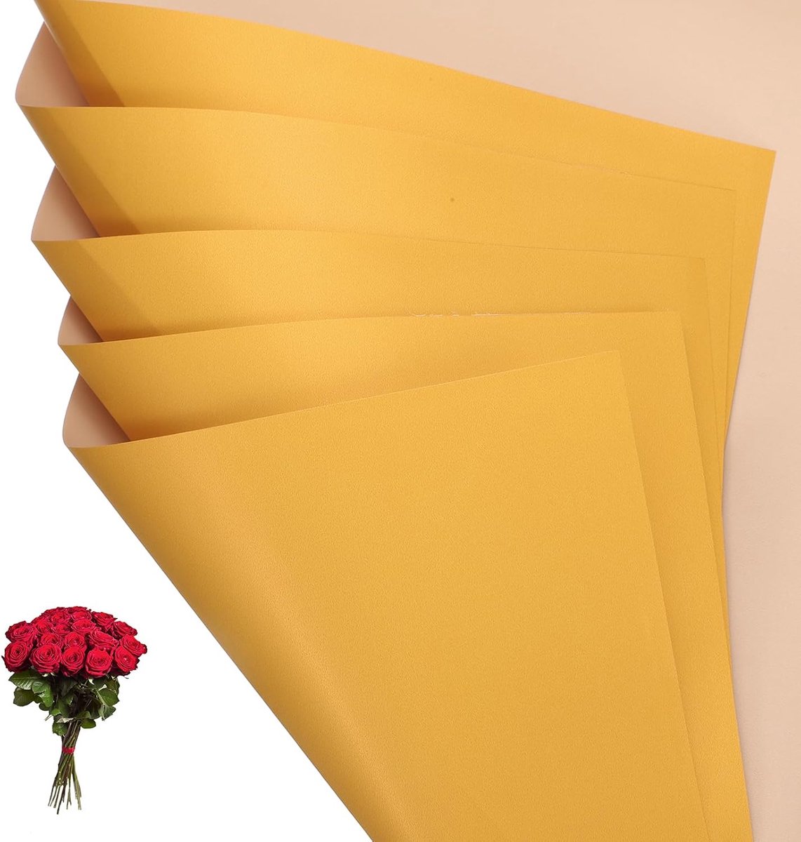 Flower Gift Wrap - 20 Sheets - Dubbelzijdig Waterdicht - Boeket Papier - Florist Verpakking - Bruiloft - DIY Craft - Valentijnsdag - Moederdag - Geel