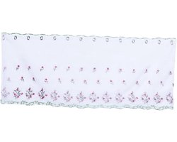 Vitrage Raamgordijn - Keukengordijn Valletje - Raam Decoratie - Geborduurd Rozenpatroon - 150 x 65 cm - Gekleurd