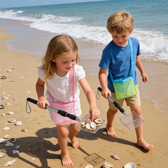 Zandzeef Uitschuifbaar - Strandschep Schelpenzeef - Strandjutten Schelpen Verzamelen - Verstelbare Steel Waterdicht Gaas - 58-105 cm - Niet gespecificeerd van Merkloos	 — afbeelding 5