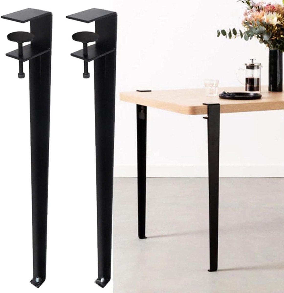 Tafelpoten Set - Bureau Onderstel - Meubels Maken - F-Vorm Klemontwerp - 4 Stuks - Zwart