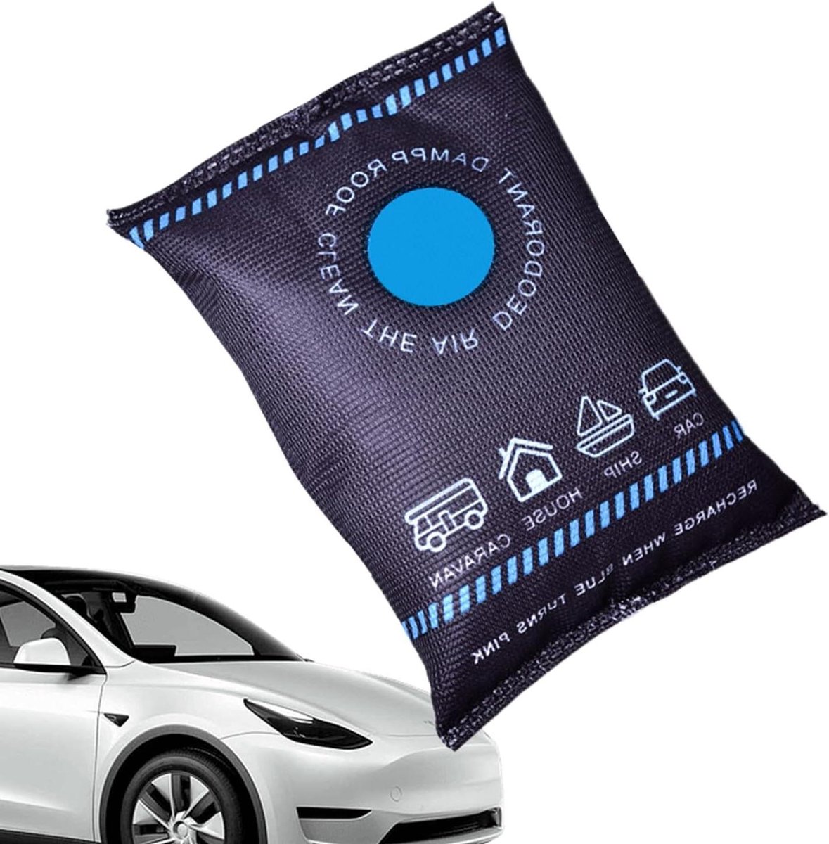 Auto Ontvochtiger - Vochtabsorbeerder Auto - Beslagen Ramen Vrij - Navulbaar met Silicagel - 100 g - Blauw
