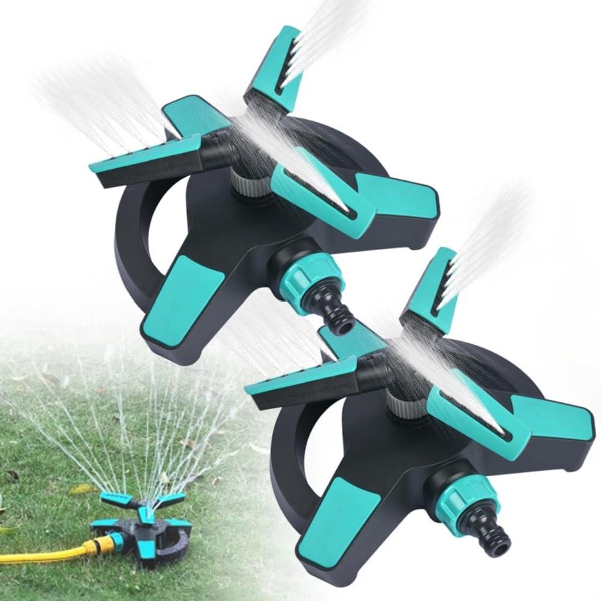 Gazon Sproeiers - Tuinsproeier Irrigatie - Gras en Tuin Water Geven - 360 Graden Rotatie - 2 Stuks - Zwart