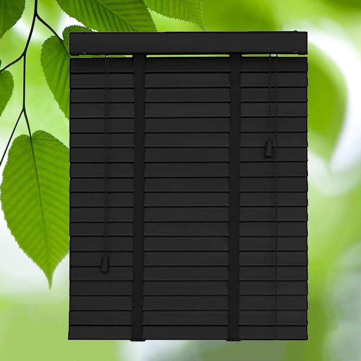 Houten Jaloezieën - Raambekleding Horizontaal - Privacy Creëren - Vochtbestendige Afwerking - 75x150 cm - Zwart