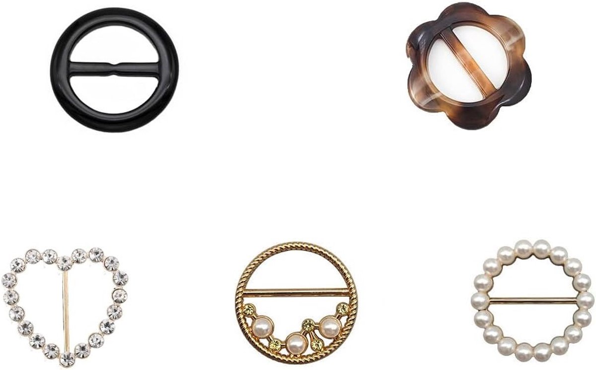 Vijf metalen cirkels ringen sjaalgesp voor dames en meisjes, accessoires voor mode en stijl