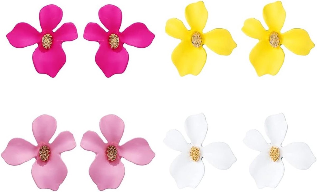 Elegante Oorbellen voor Dames - Hypoallergene Stud Oorbellen in Bloemvorm voor Bruiloft, Verjaardag en Valentijnsdag - Verkrijgbaar in 4 Kleuren